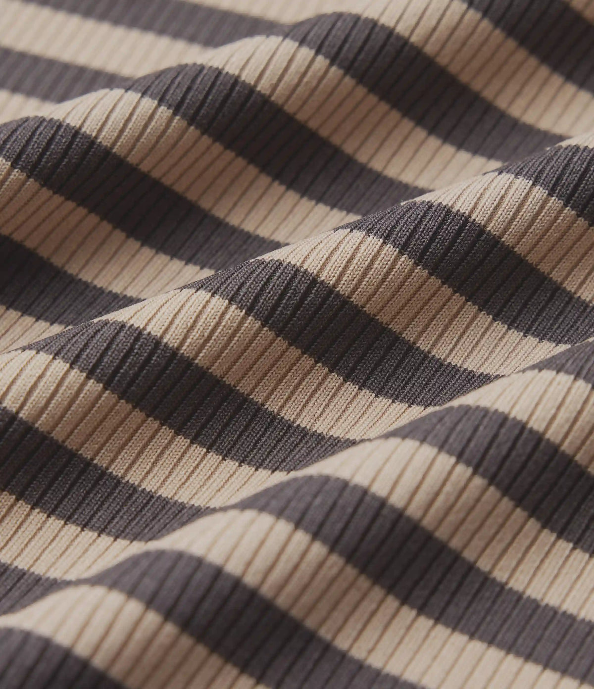Ribbed Knit Round Neck Cap Sleeve Stripes Casual T-Shirt