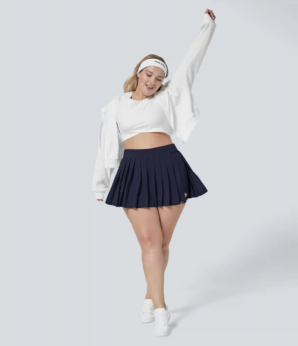 Breezeful™ High Waisted Pleated 2-in-1 Pocket Adjustable Buckle Quick Dry Micro Mini Casual Plus Size Skirt