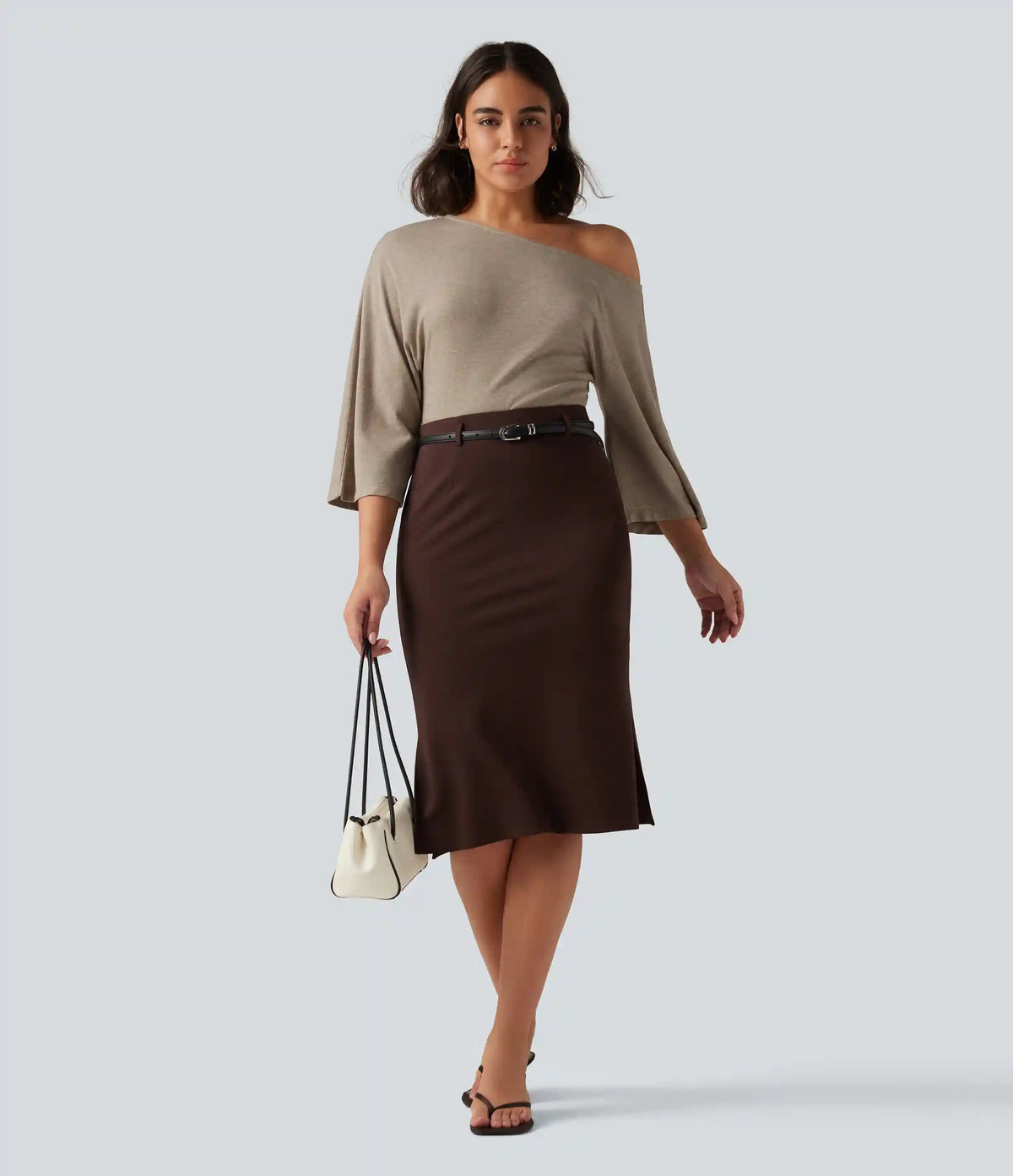One Shoulder 3/4 Sleeve Ruched Casual Top