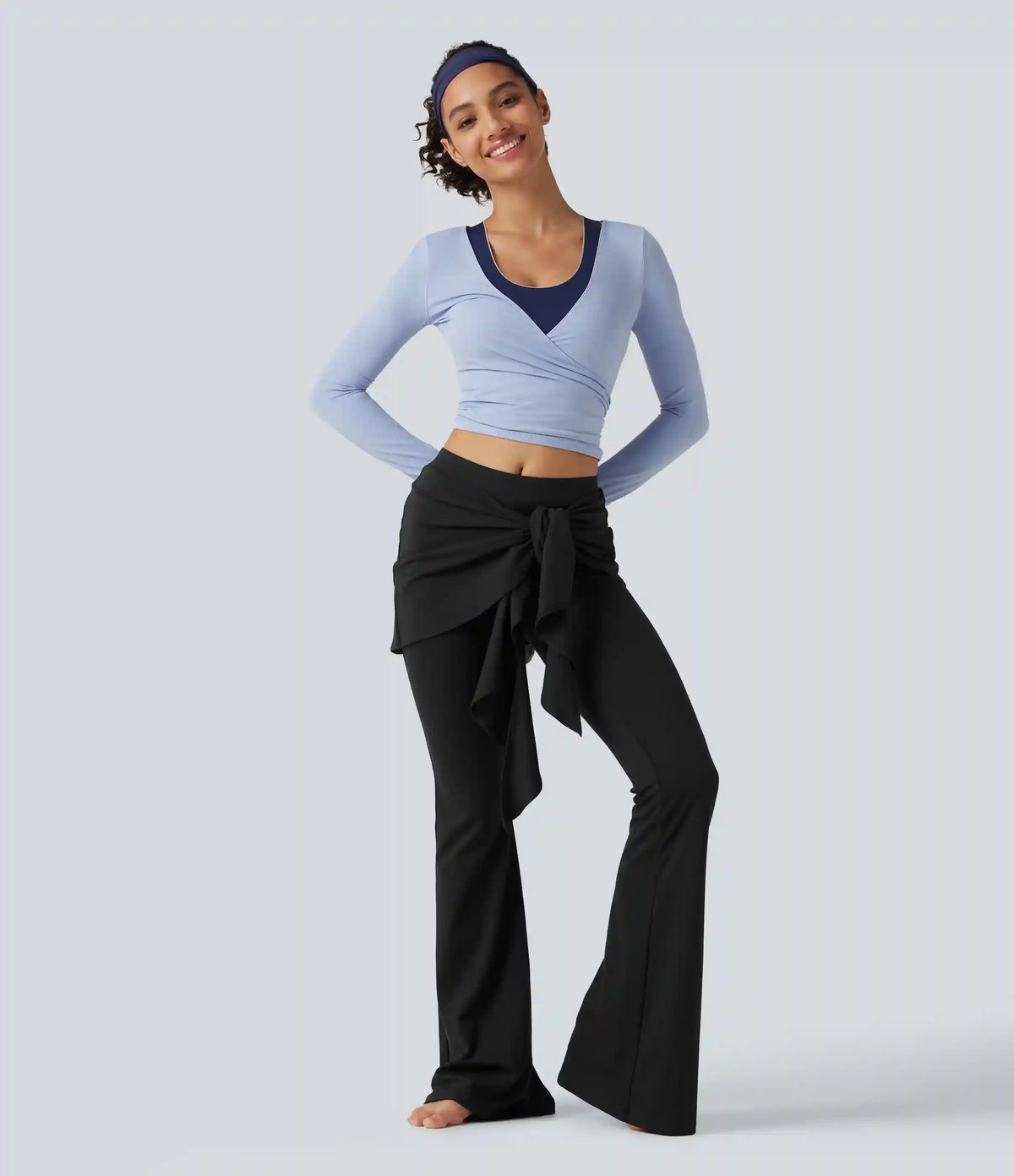 SoftlyZero™ Mid Rise Tie Front Flare Dance Leggings-UPF50+