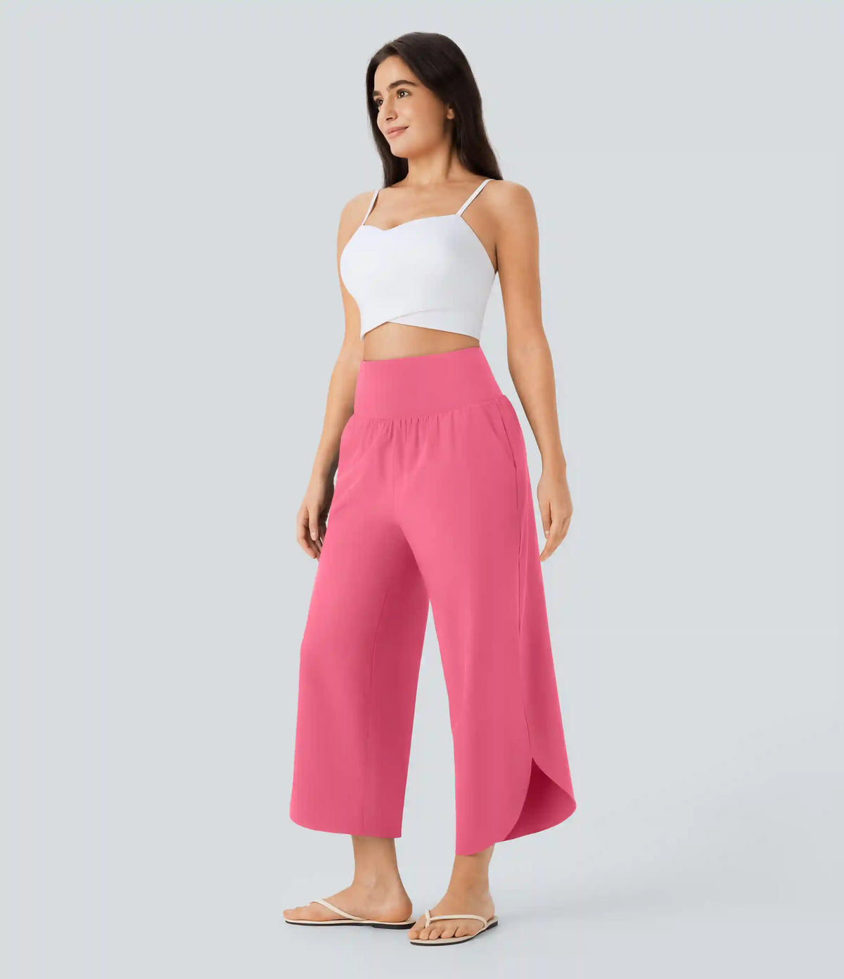 Breezeful™ High Waisted Tummy Control Split Hem Quick Dry Resort Pants with Pockets