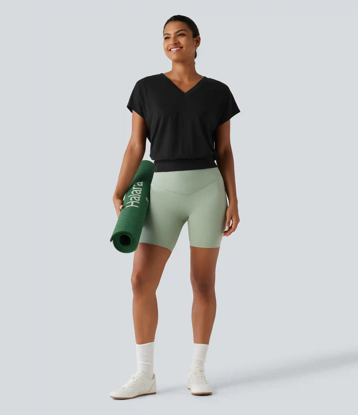 V Neck Batwing Short Sleeve Yoga Sports Top