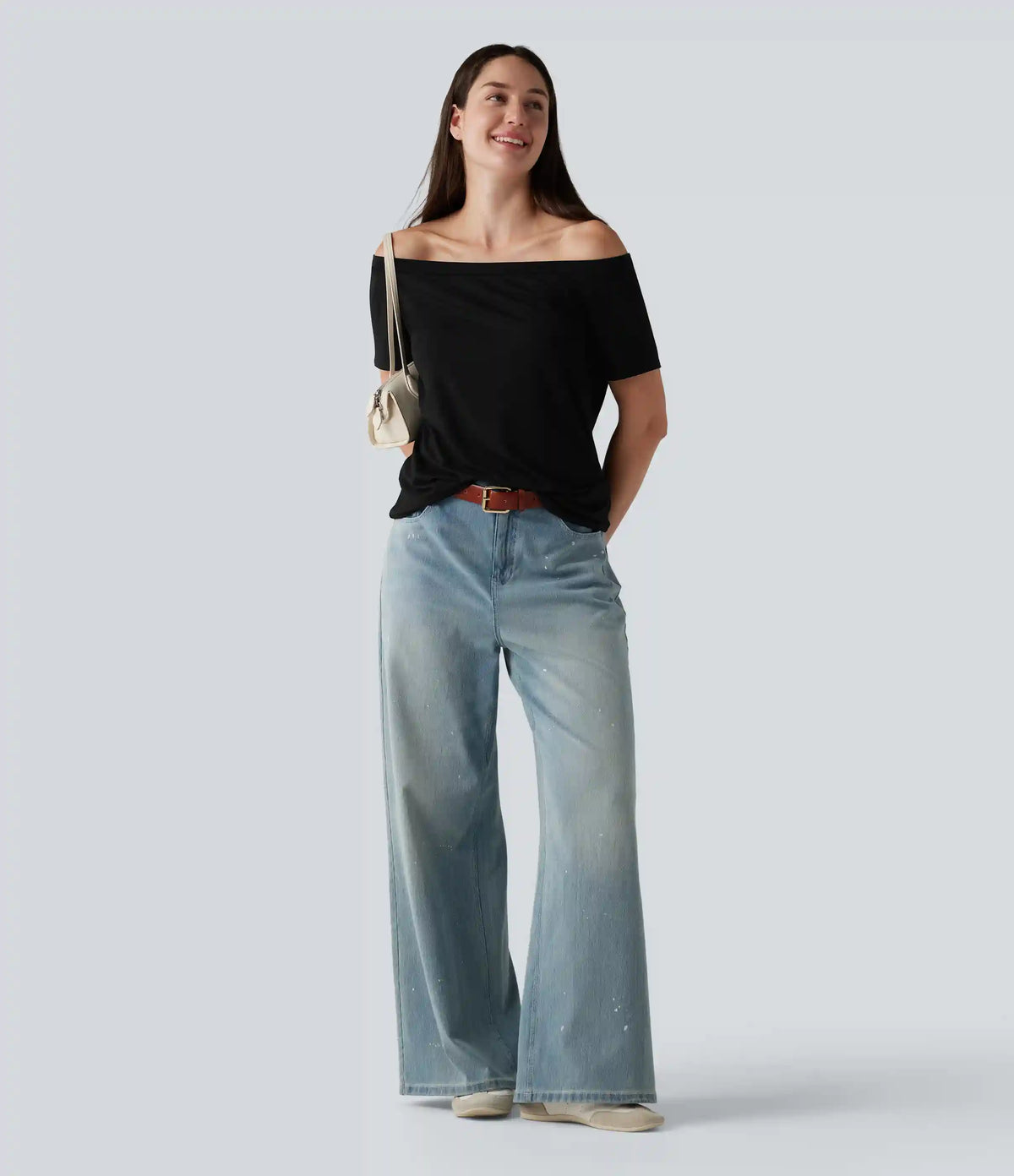 Off-Shoulder Short Sleeve Casual T-Shirt