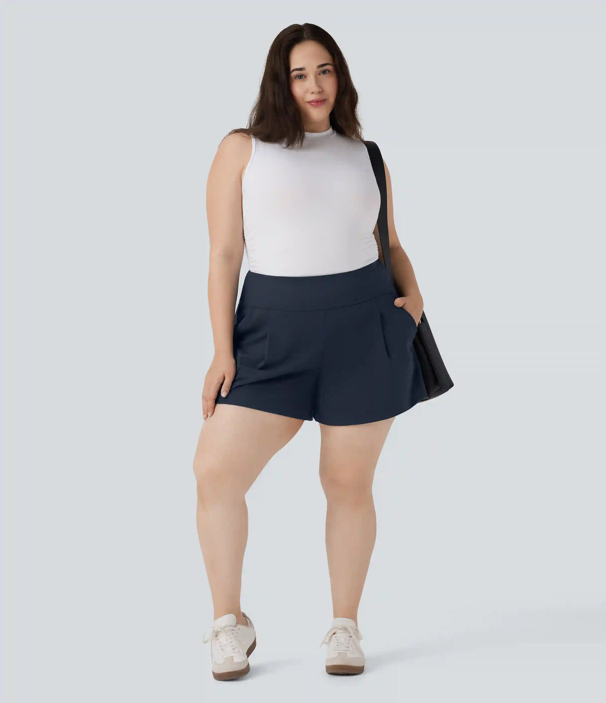 Plus Size DayStretch High Waisted Work Shorts with Pockets