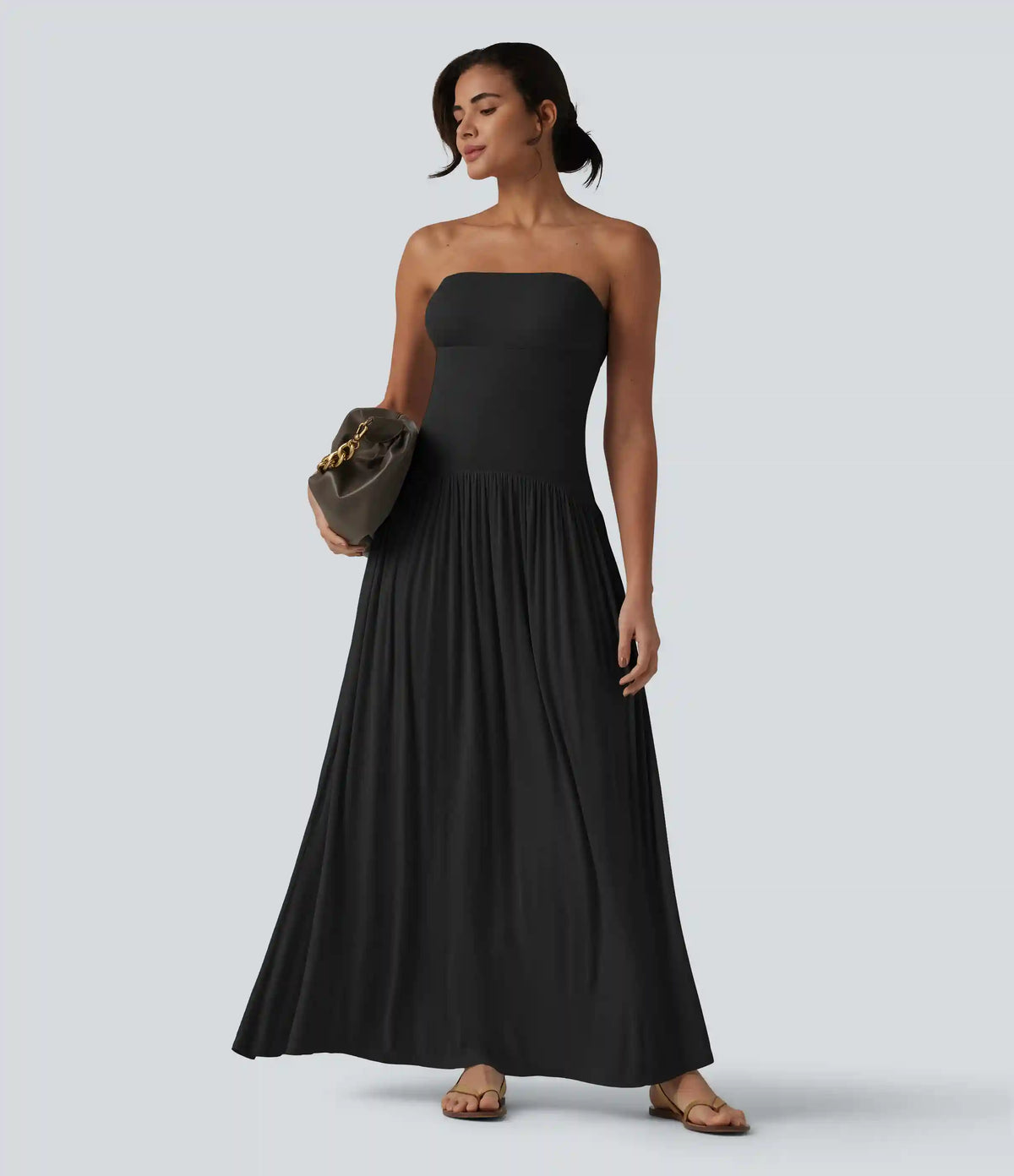 Ribbed Flowy Maxi Slip Dress with Pockets