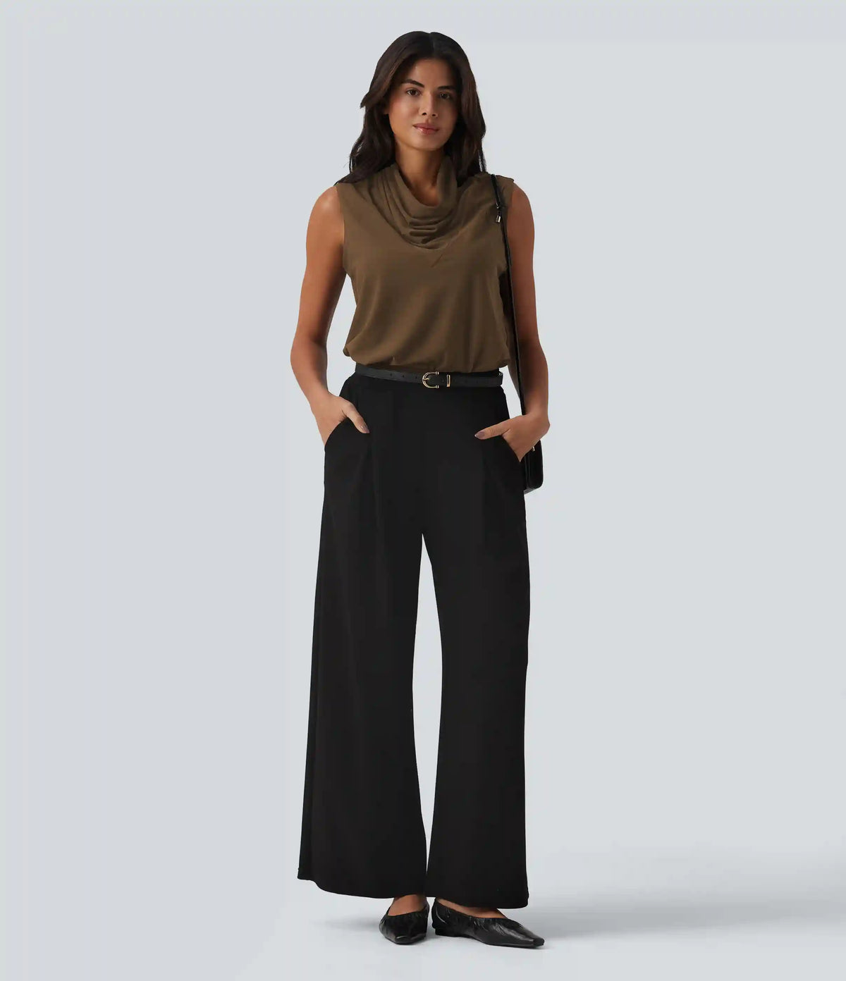 Cowl Neck Sleeveless Work Blouse
