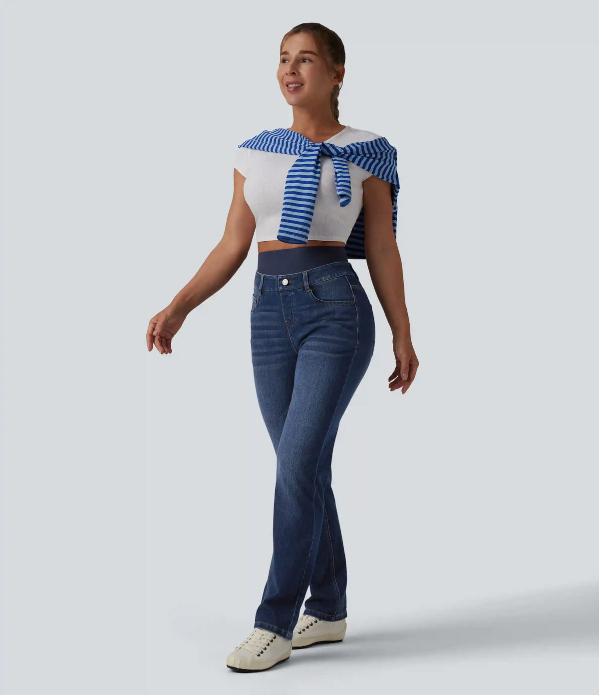 Halara Flex™ Double Waistband High Waisted Tummy Control Slim Casual Jeans with pockets