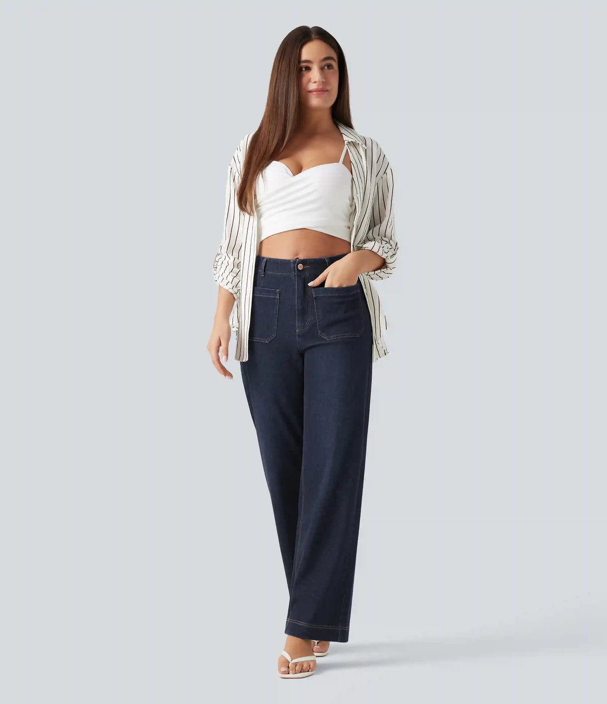 Halara Flex™ High Waisted Straight Leg Casual Jeans with Pockets