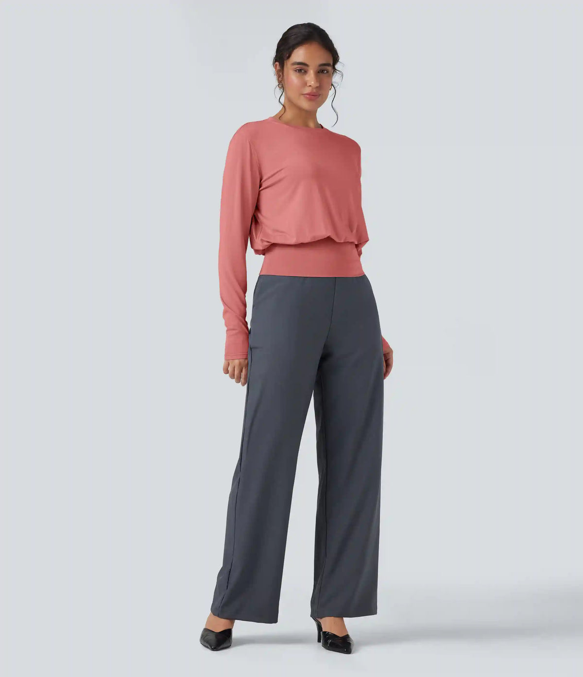 Round Neck Long Sleeve Work Top