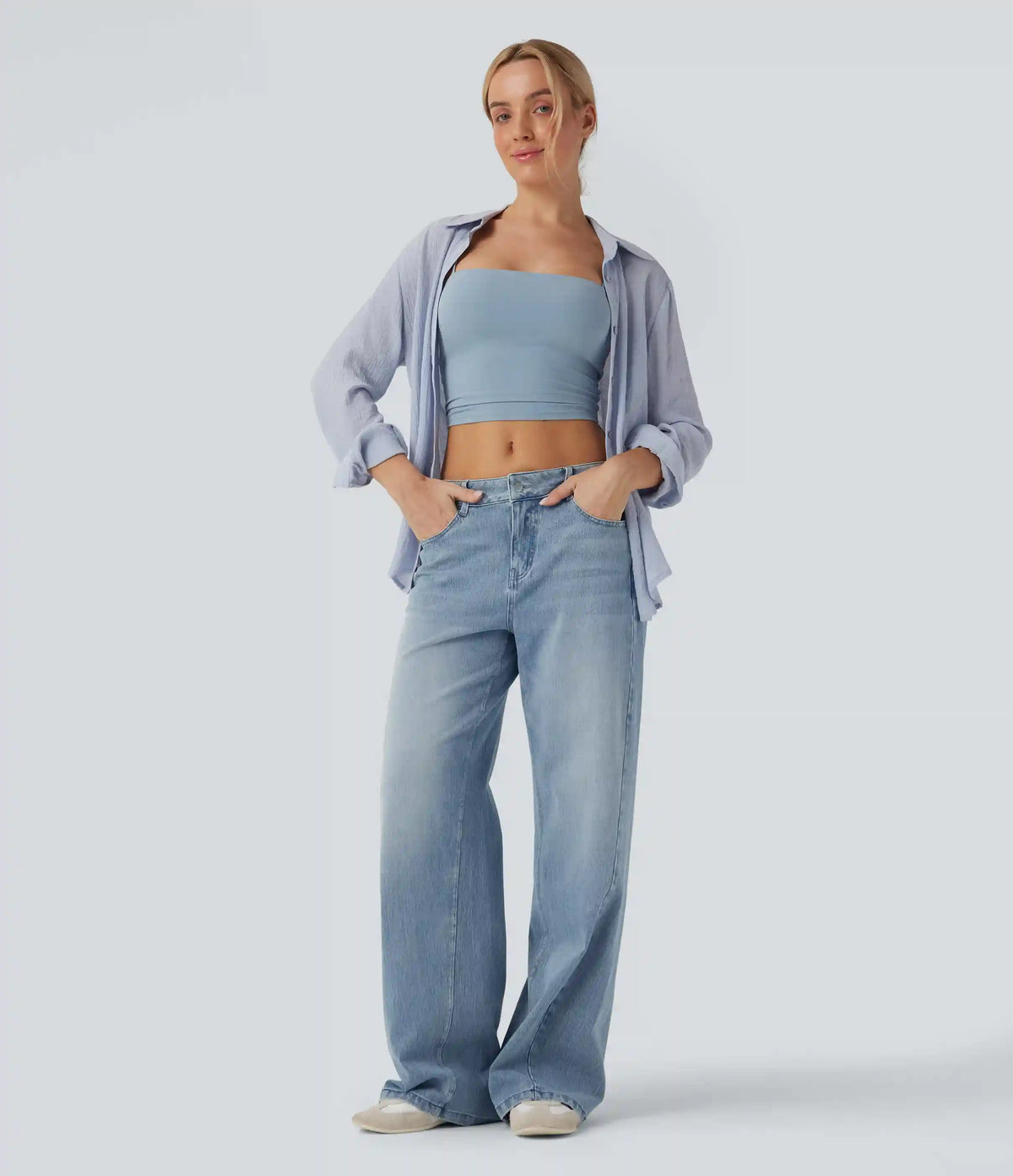 Halara Flex™ Low Rise Wide Leg Casual Jeans with Pockets