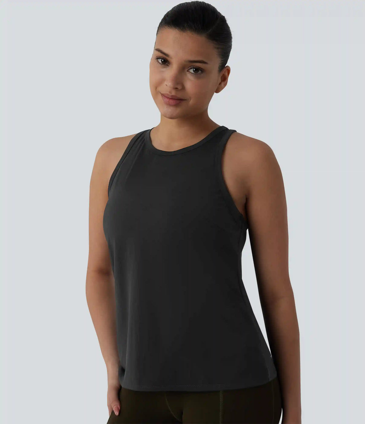 Racerback Pleated Round Neck Quick Dry Yoga Tank Top