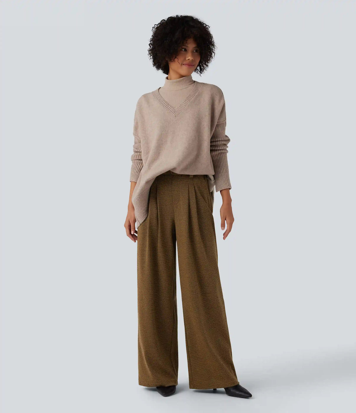 Halara Flex™ High Waisted Houndstooth Work Baggy Pants with Pockets