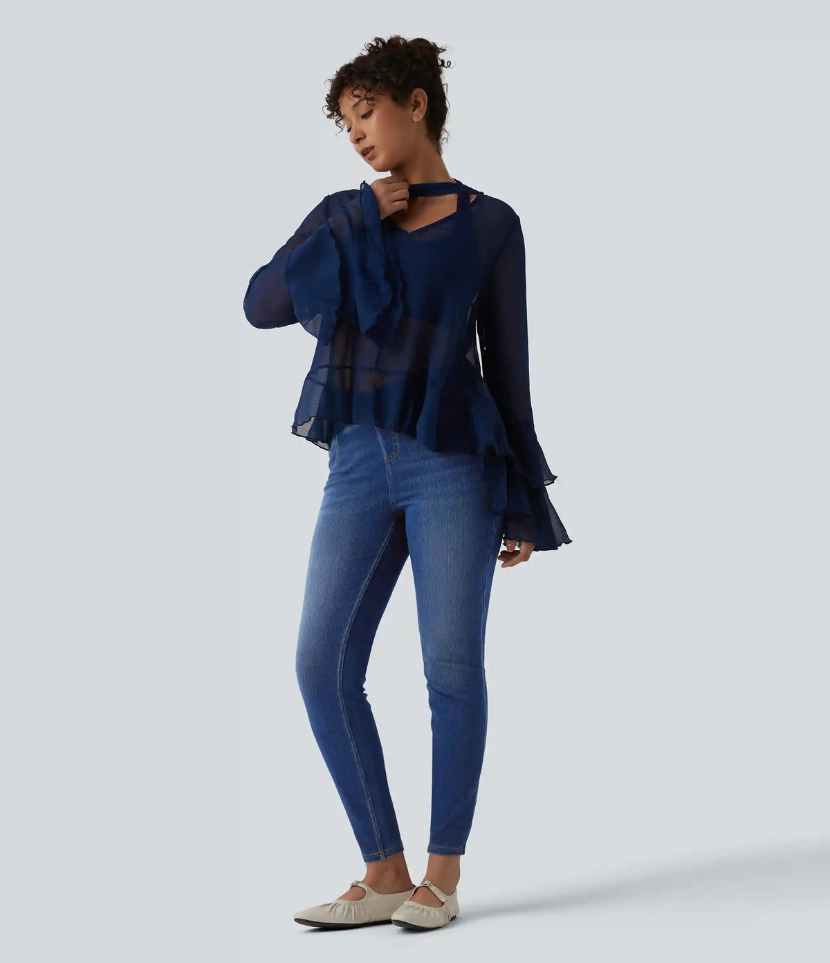 Halara Flex™ Asymmetric Crossover High Waisted Casual Slim Jeans with Pockets