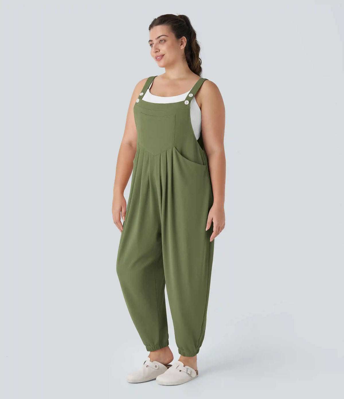 Pockets Waffle Casual Plus Size Jogger Overalls