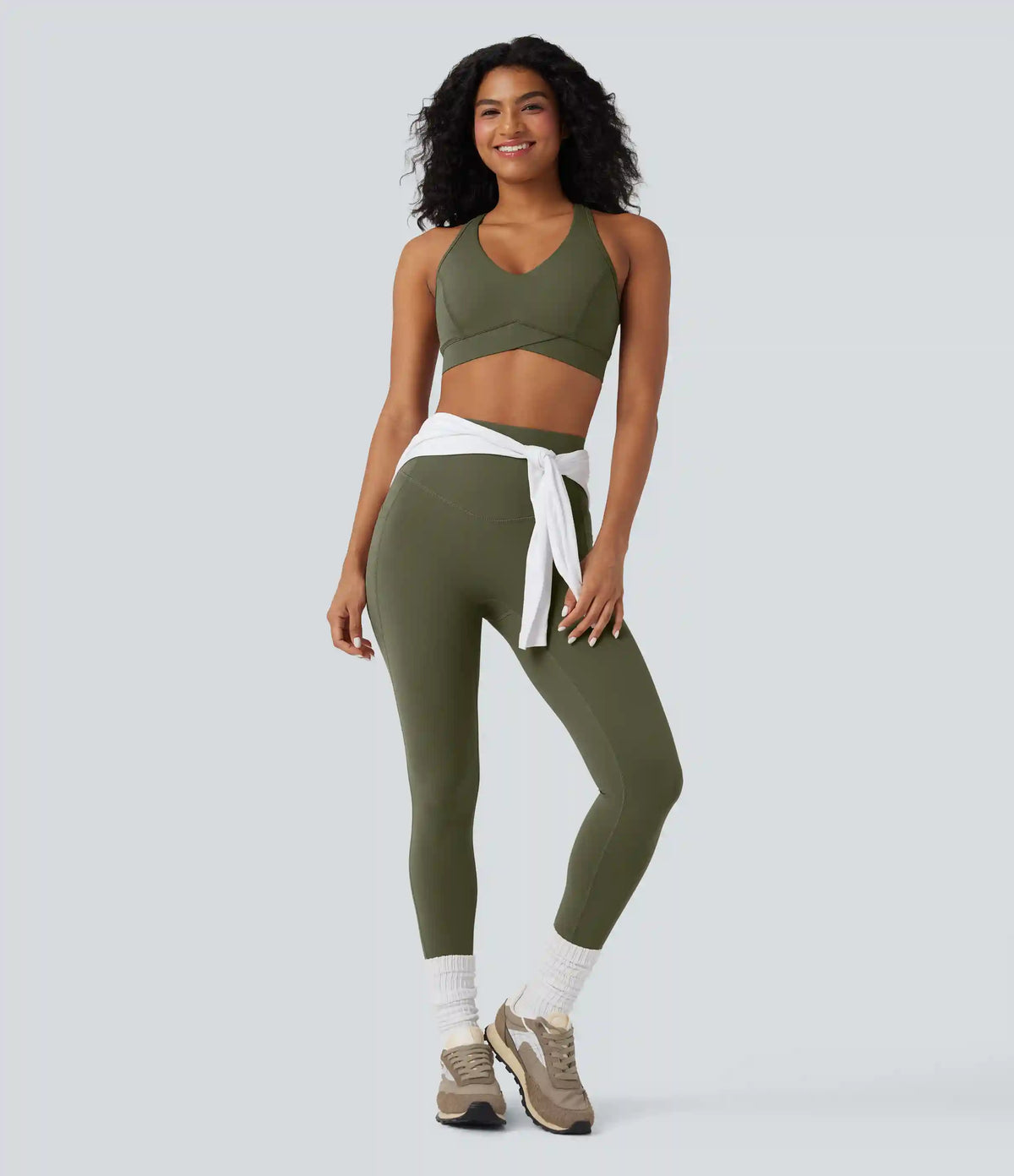Halara UltraSculpt™ Light Support V Neck Racerback Workout Sports Bra