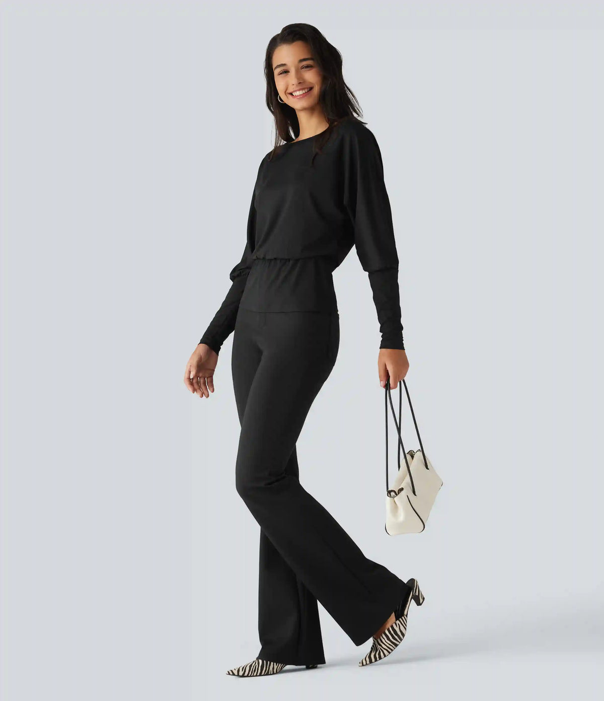 Boat Neck Batwing Sleeve Work Tops