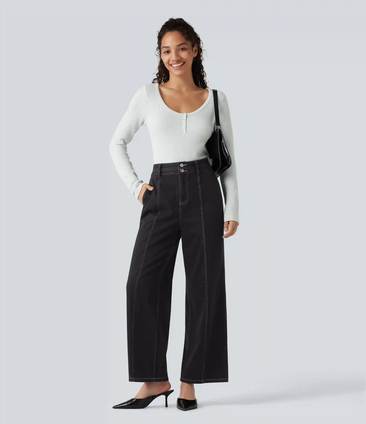 Halara Flex™ High Waisted Wide Leg Casual Jeans with Pockets