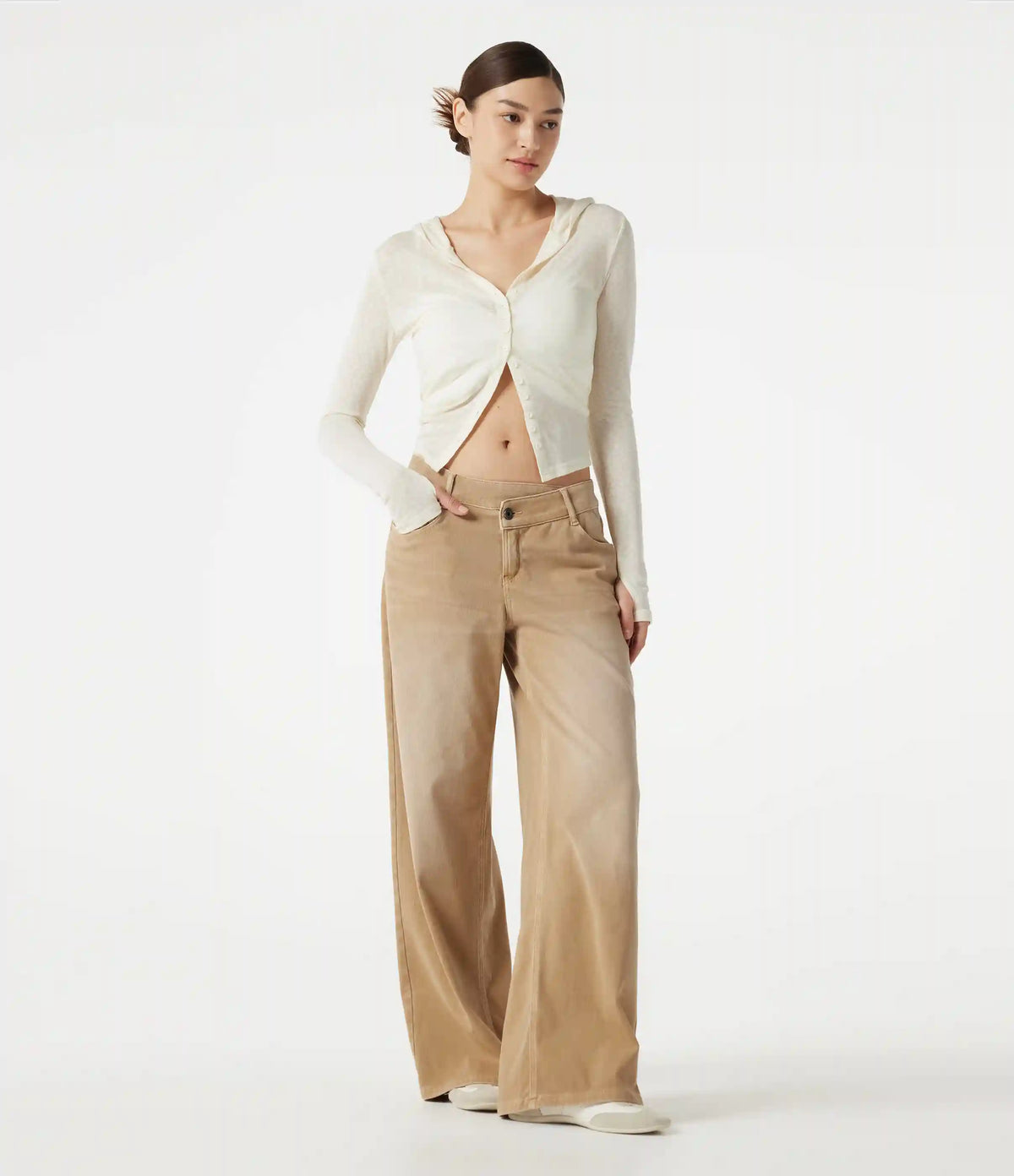 Halara Flex™ Asymmetric Low Rise Wide Leg Colorful Washed Casual Jeans with Pockets