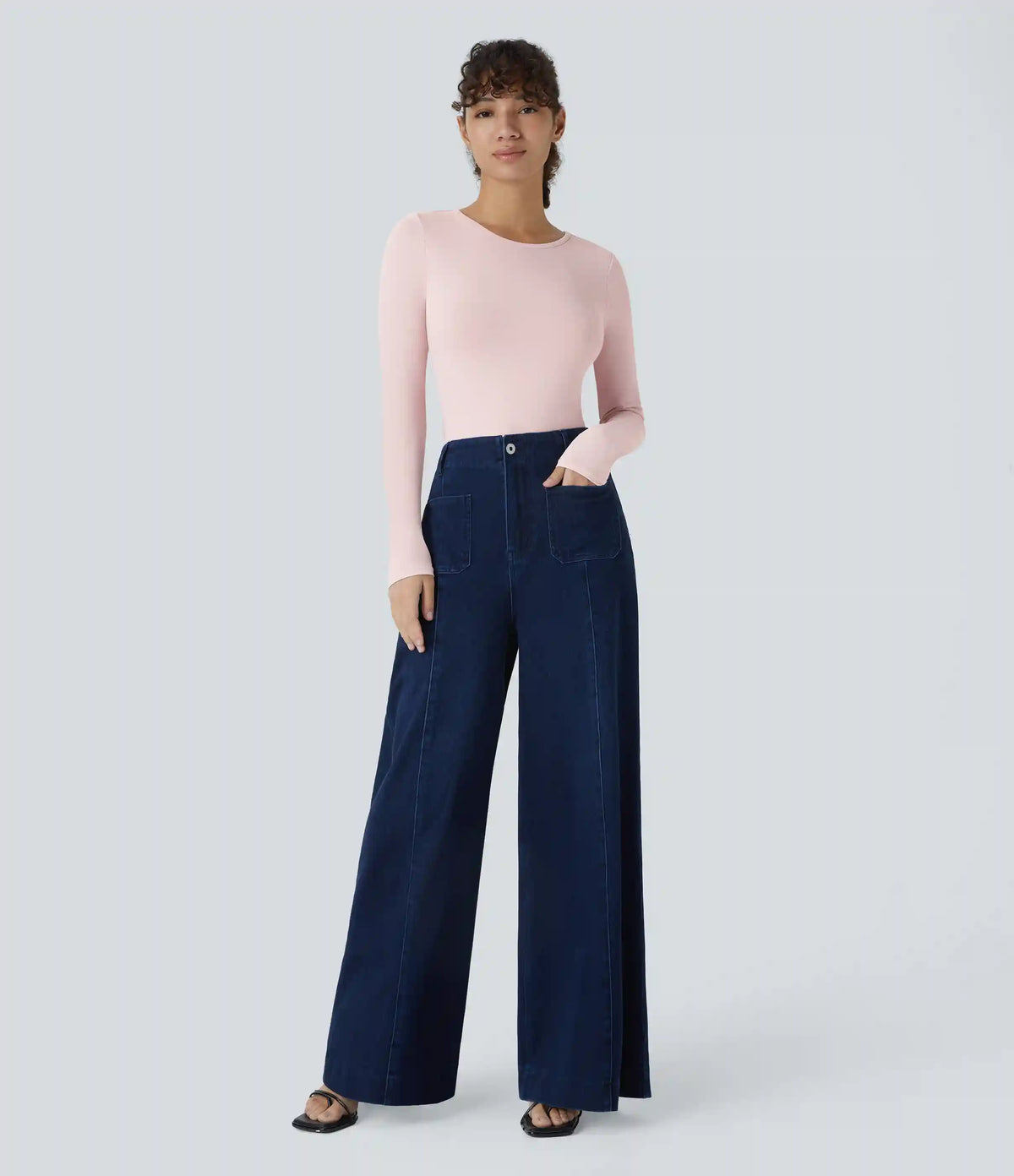 Round Neck Long Sleeve Casual Bodysuit