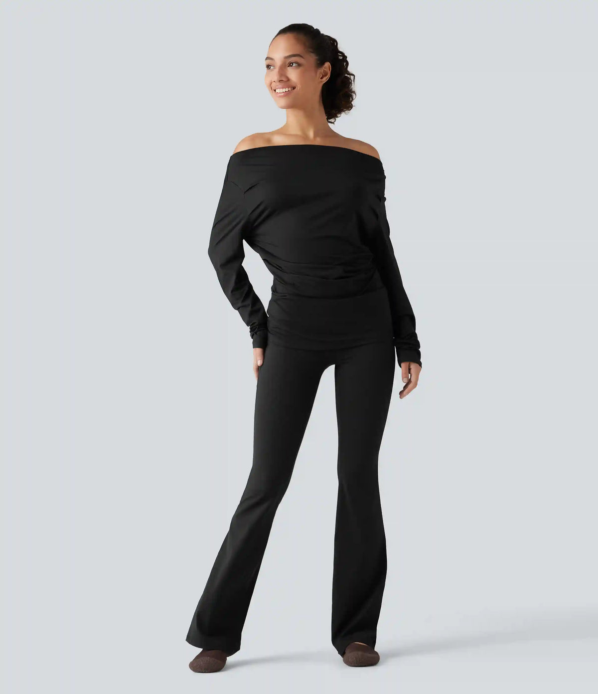 Off Shoulder Long Sleeve Yoga Sports Top