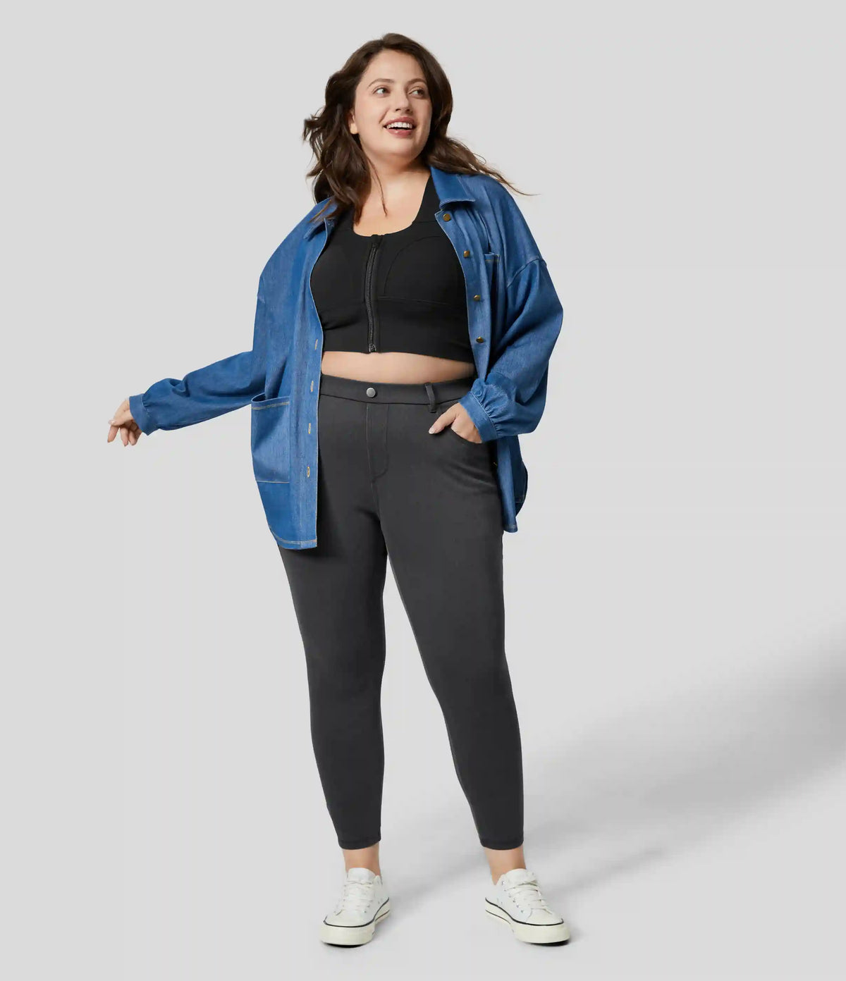Halara Flex™ High Waisted Pockets Denim Work 7/8 Plus Size Leggings