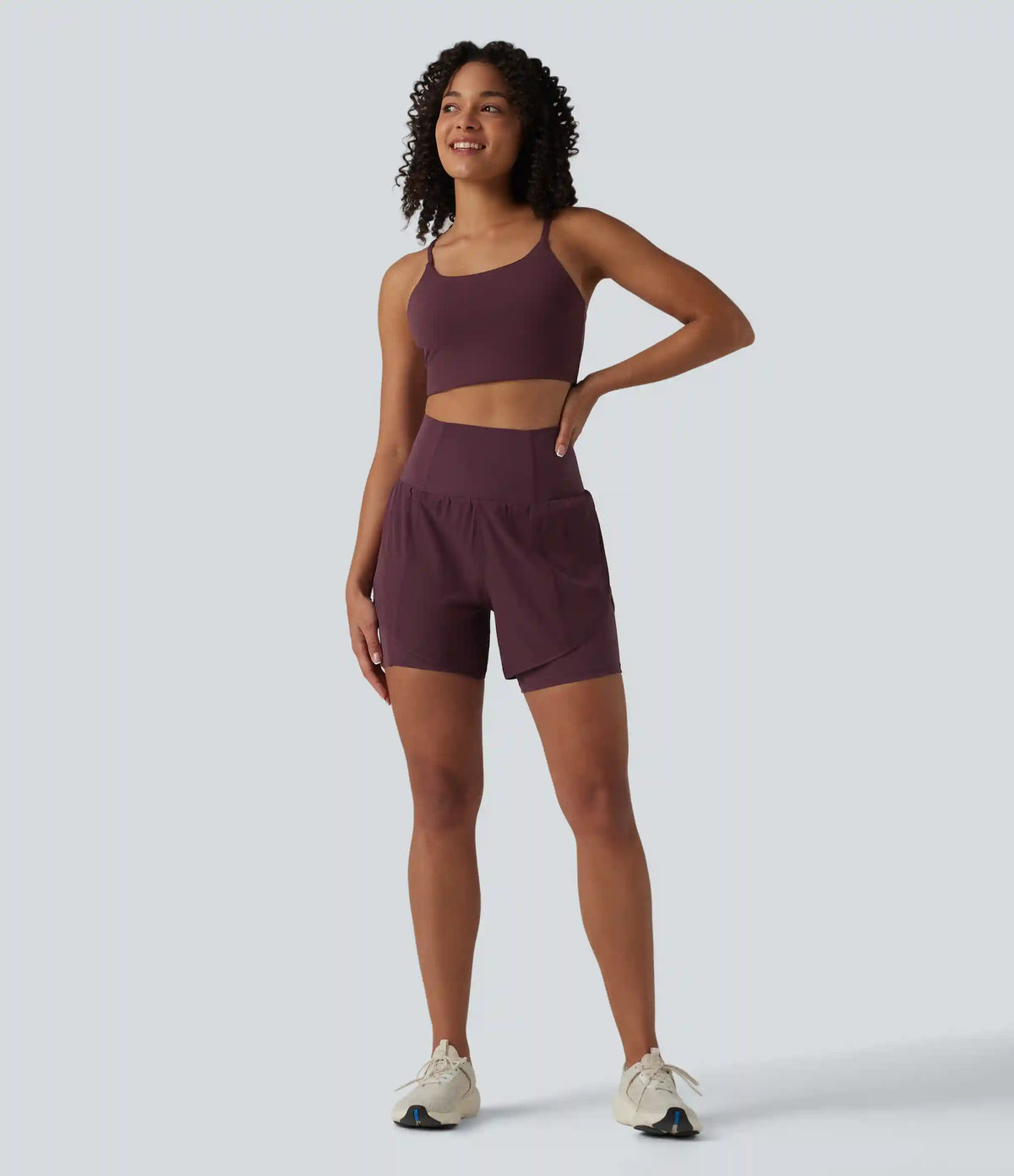 Breezeful™ Super High Waisted Curved Hem 2-in-1 Quick Dry Yoga Shorts 5'' with Pocket