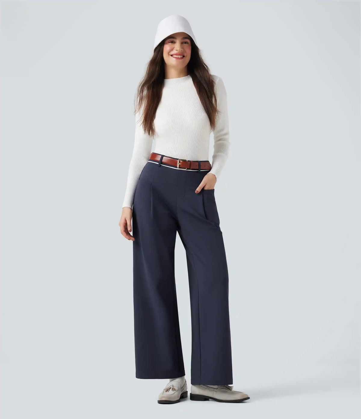 SoftlyZero™ Plush Thermal Mid Rise Straight Leg Work Pants with Pockets