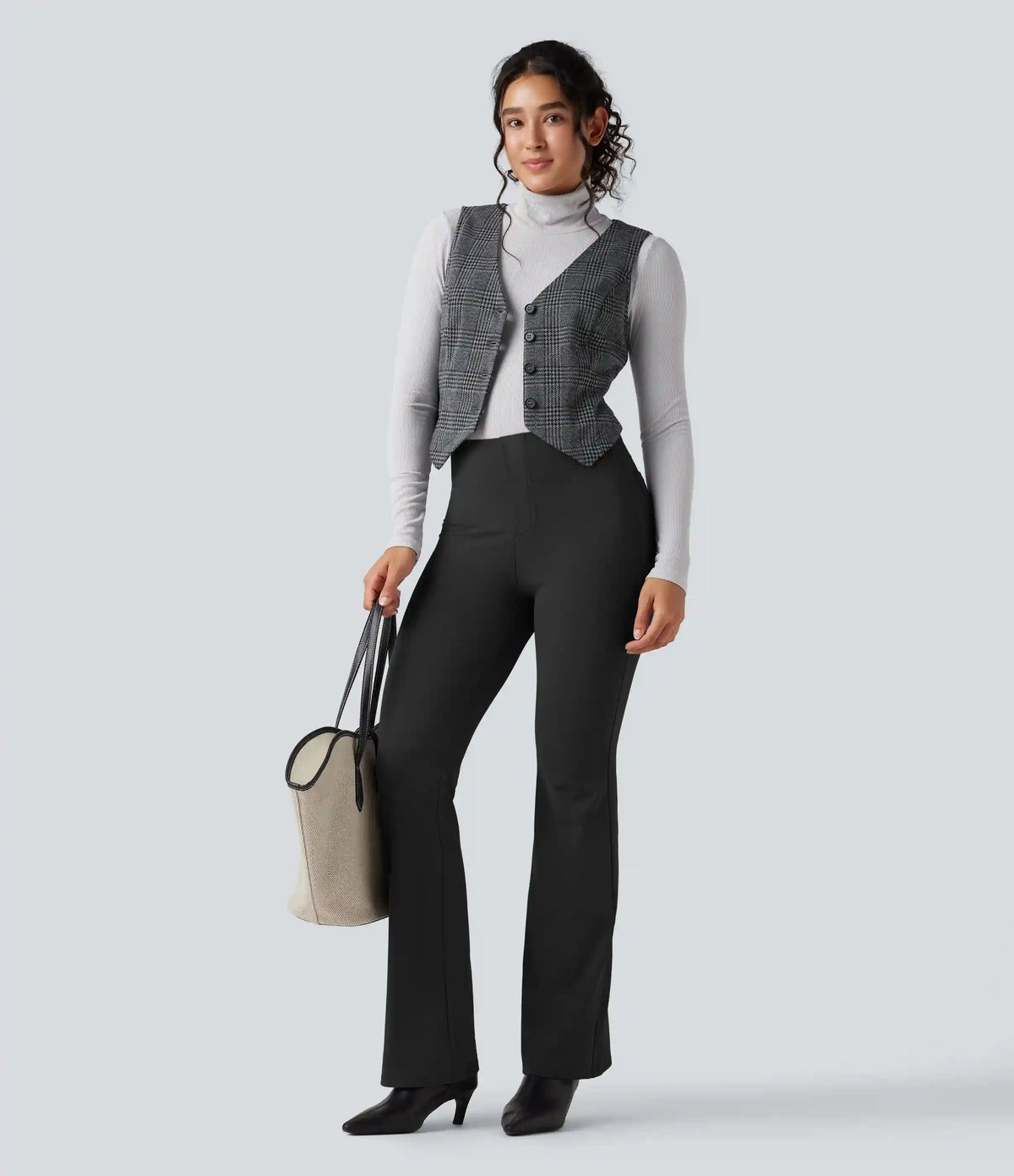 High Waisted Tummy Control Bootcut Work Pants with Pockets