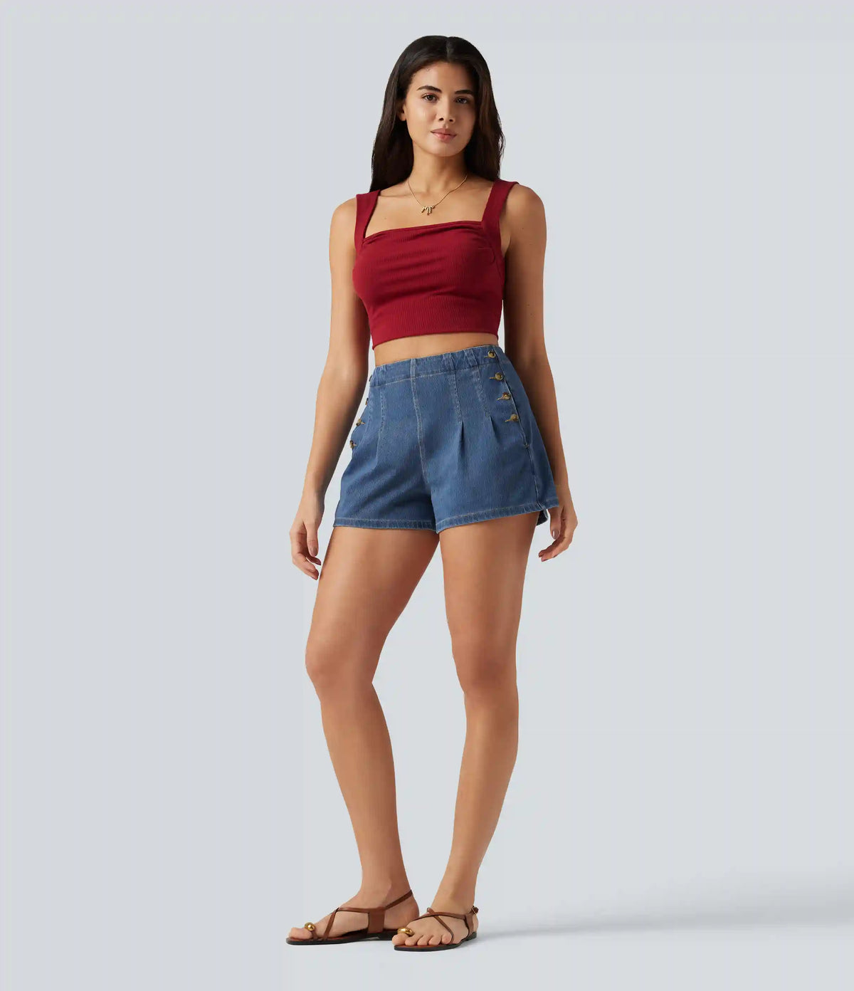 Halara Flex™ High Waisted Denim Casual Shorts 3'' with Pockets