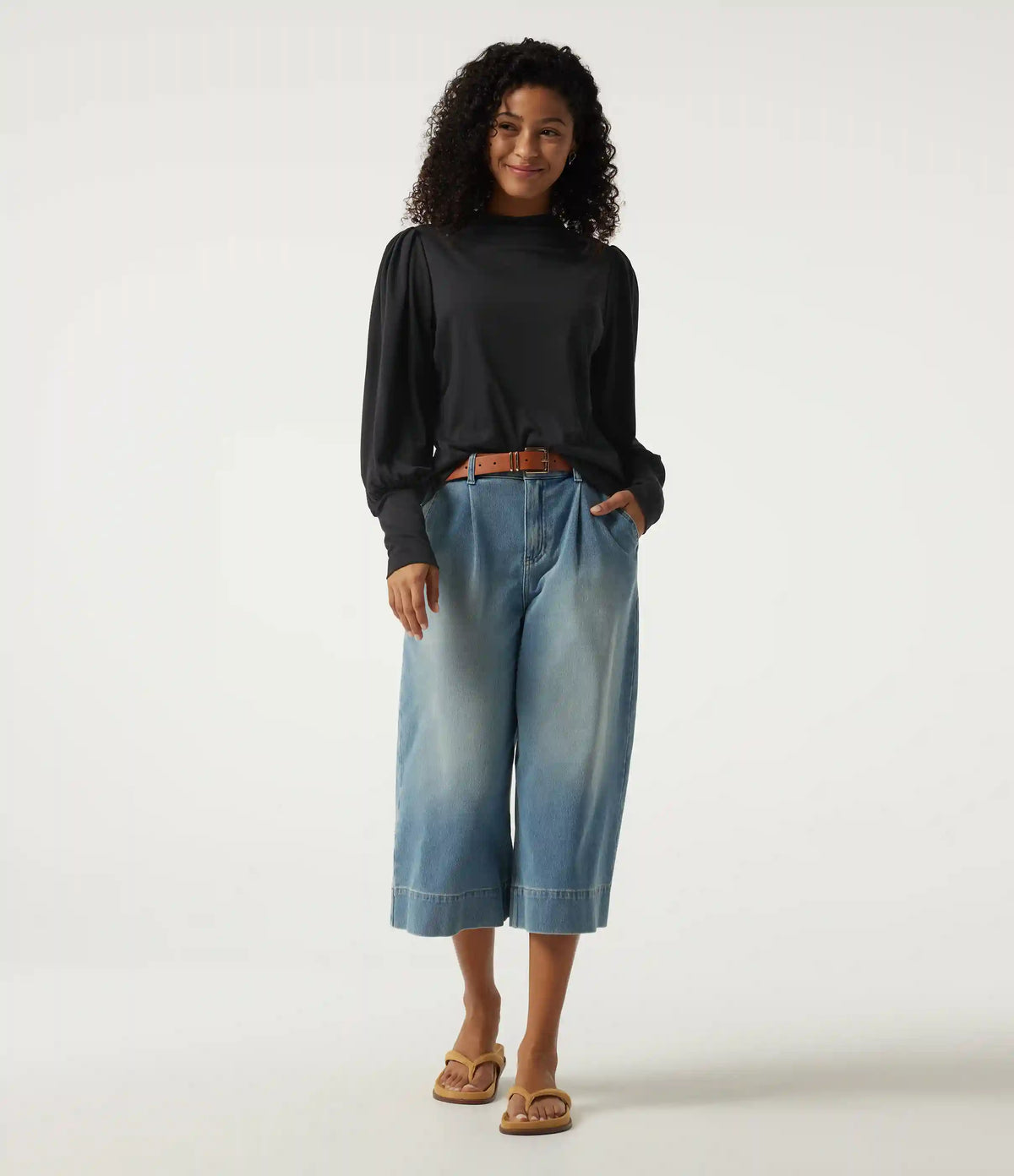 Mock Neck Long Sleeve Relaxed Casual Top