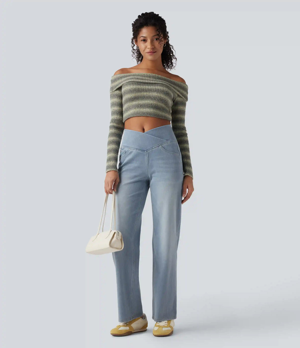 Halara Flex™ Crossover High Waisted Tummy Control Casual Straight Leg Jeans with Pockets