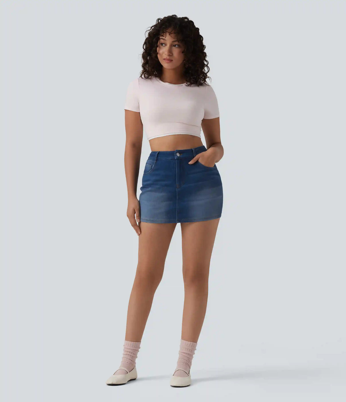 Halara Flex™ Denim High Waisted Micro Casual Skort with Pockets
