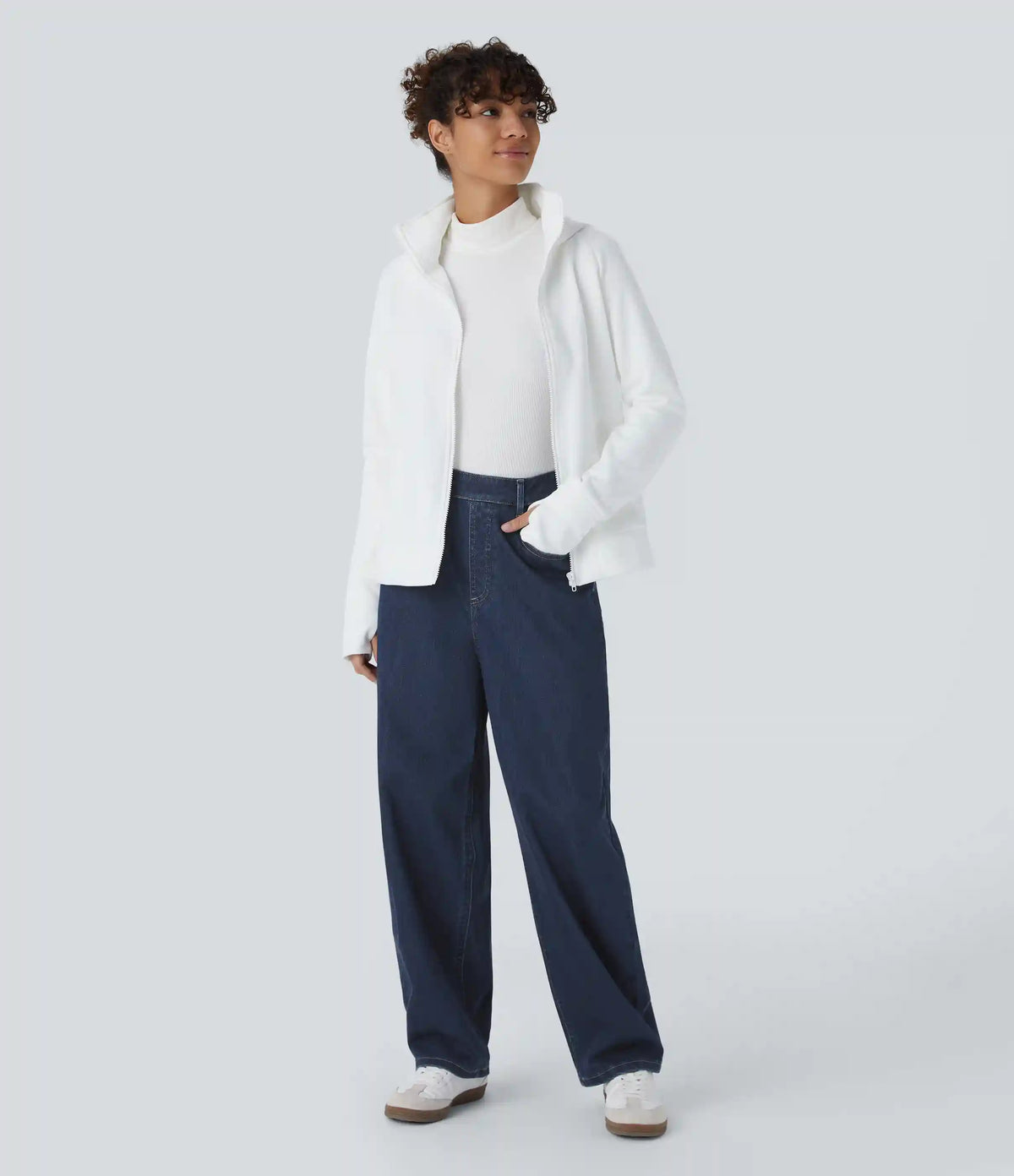 Halara Flex™ High Waisted Pockets Washed Casual Baggy Jeans