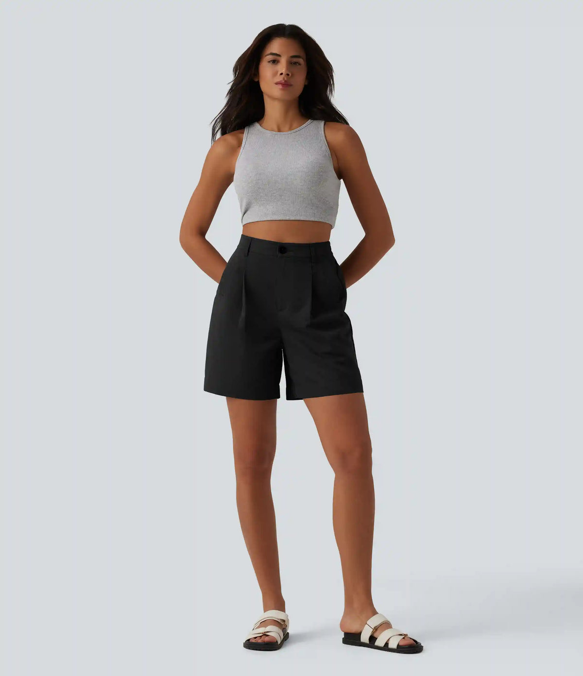 High Waisted Casual Baggy Shorts with Pockets