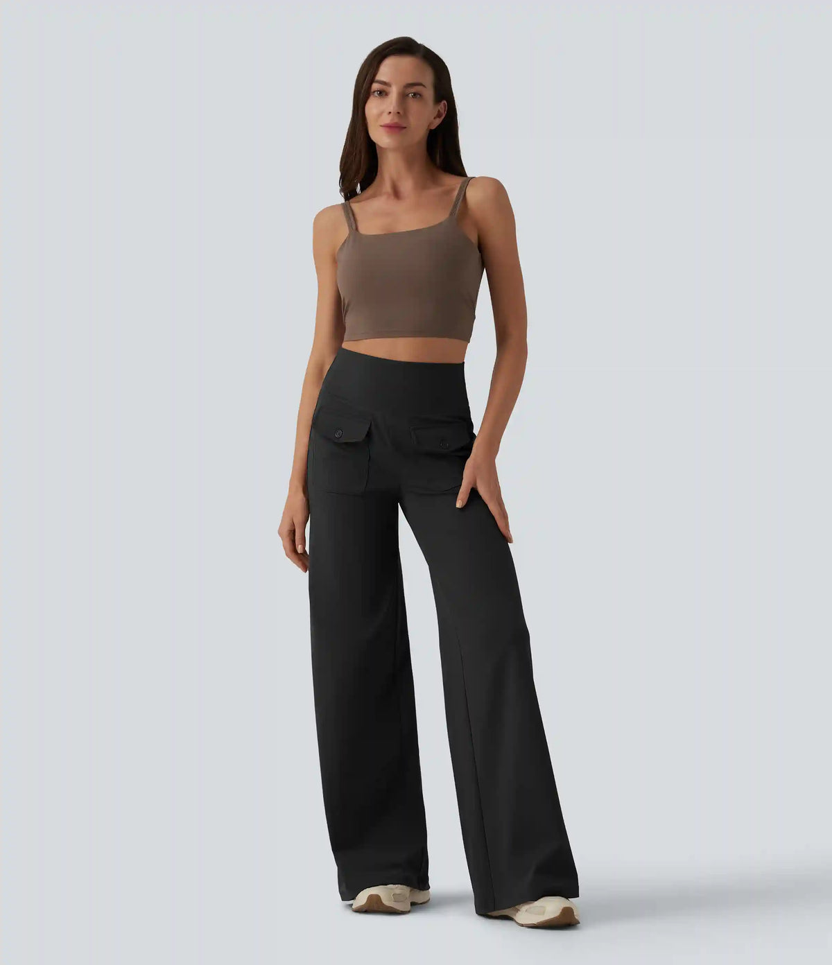 DayStretch High Waisted Tummy Control Wide Leg Yoga Pants with Pockets