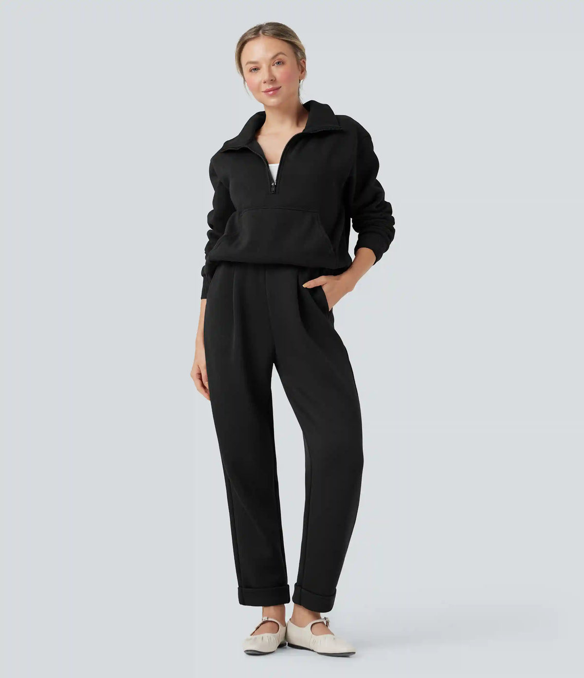 SpacerTek™ High Waisted Tapered Casual Pants with Pockets