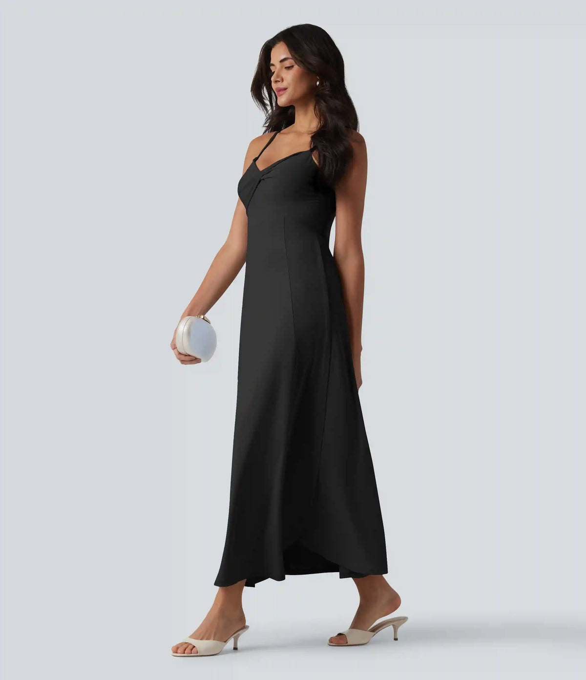 V Neck Midi Slip Dress