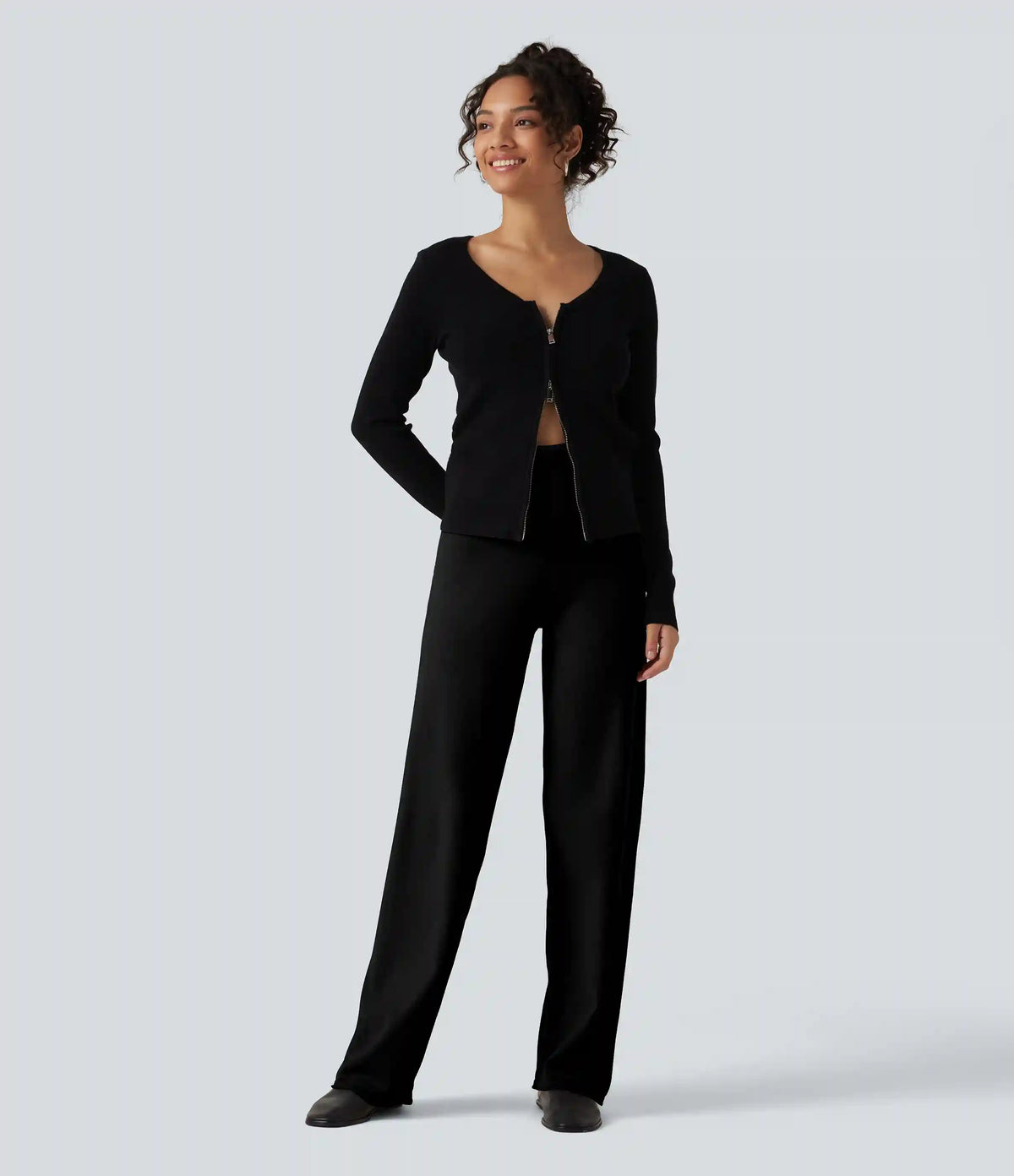 High Waisted Straight Leg Lounge Sweater Pants