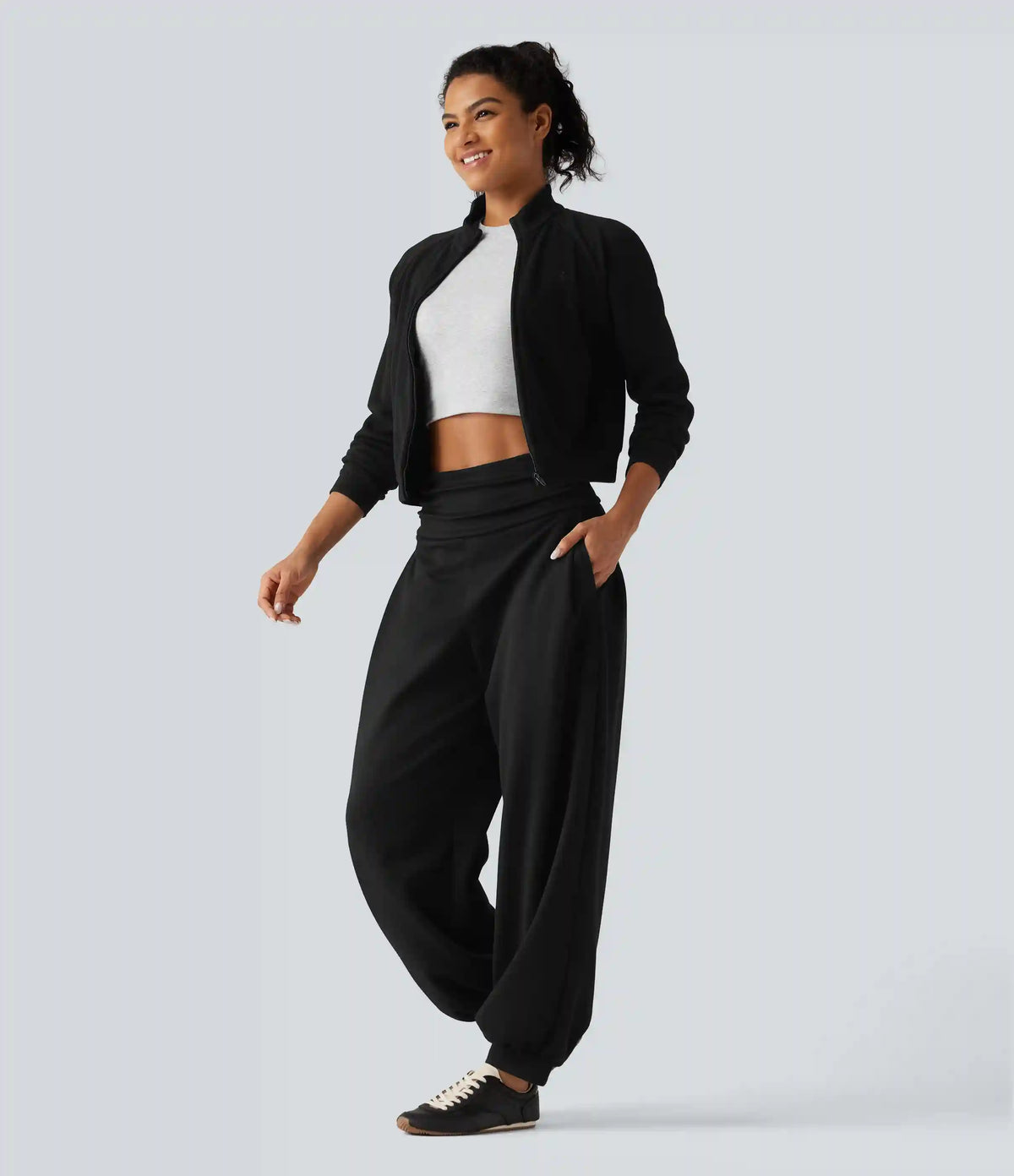 HIgh Waisted Ruched Balloon Casual Joggers with Pockets