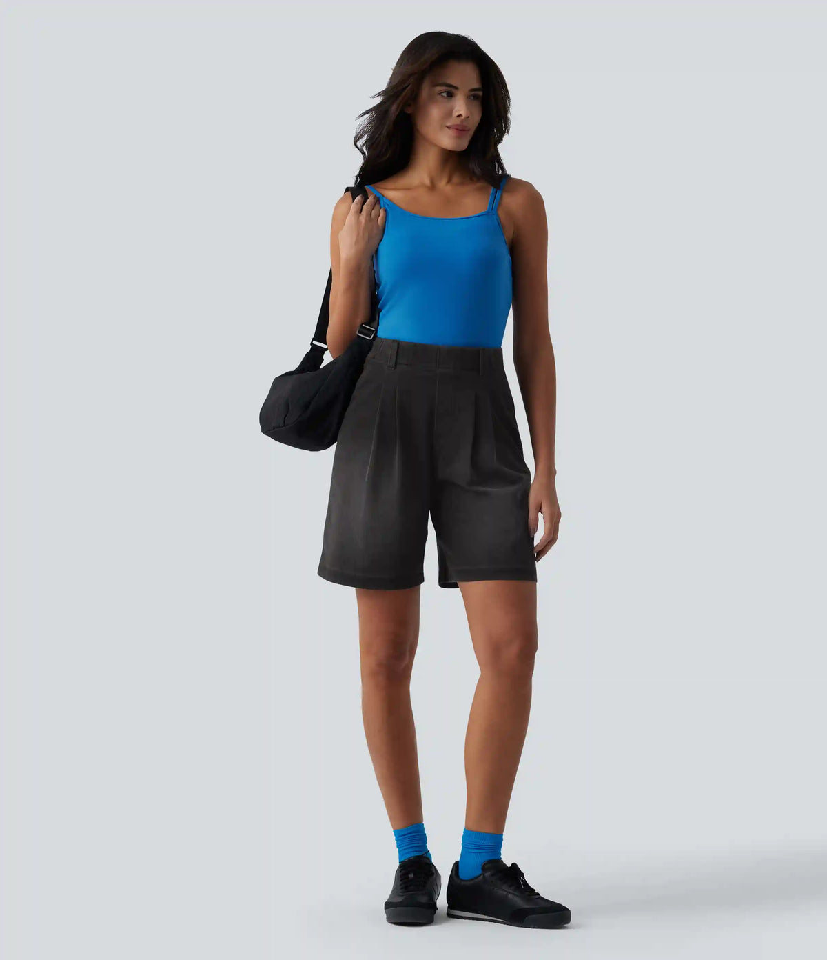 Halara Flex™ High Waisted Pleated Denim Casual Baggy Bermuda Shorts with Pockets