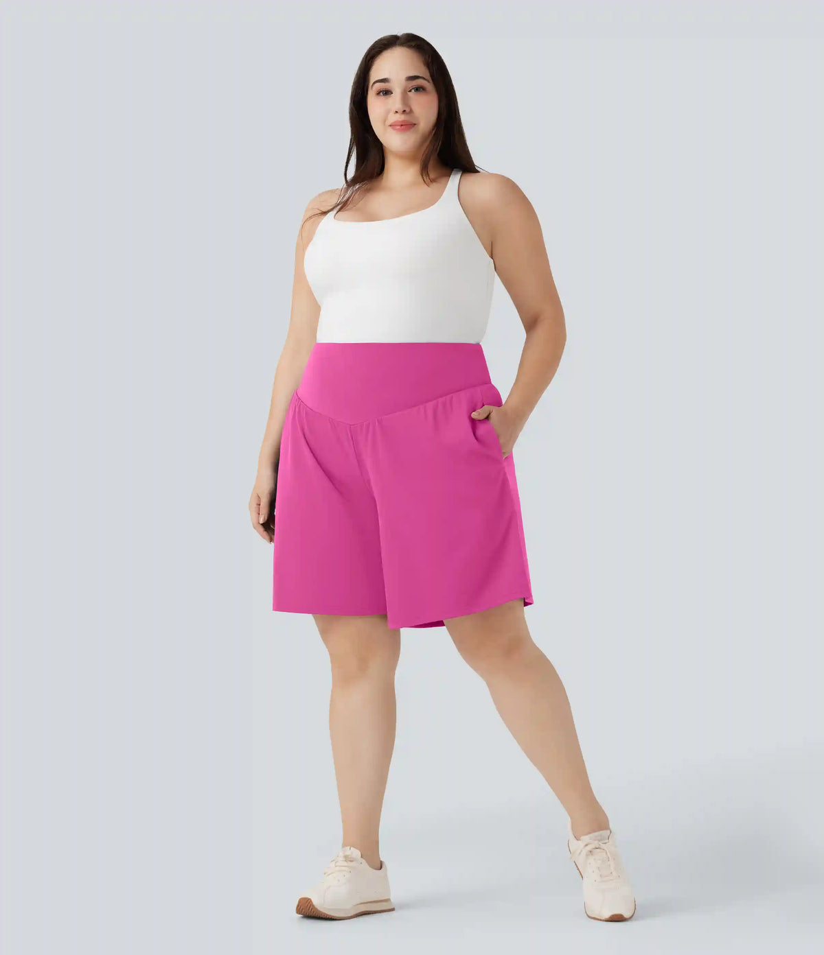 Plus Size SoftlyZero™ Airy High Waisted InstantCool Yoga Bermuda Shorts with Pockets