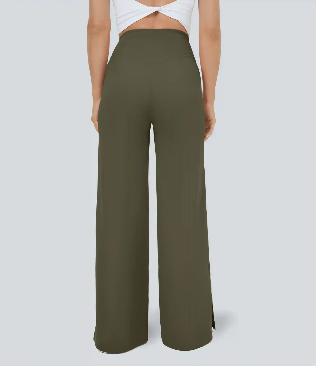 DayStretch Crossover Pocket Hem Wide Leg Yoga Pants-Smile