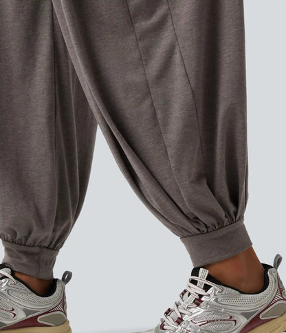 High Waisted Crossover Yoga Balloon Pants with Pockets