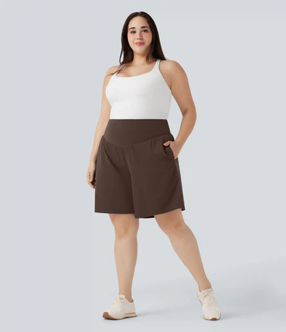 Plus Size SoftlyZero™ Airy High Waisted InstantCool Yoga Bermuda Shorts with Pockets
