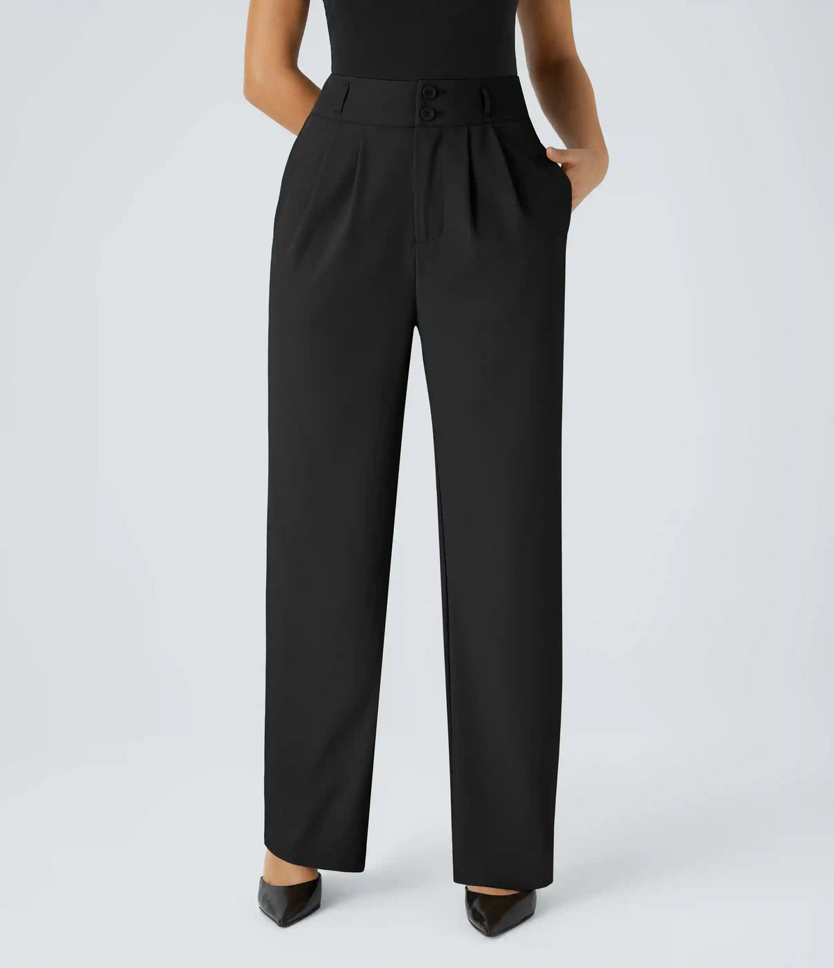 Halara Flex™ High Waisted Zipper Pocket Shirred Straight Leg Work Pants