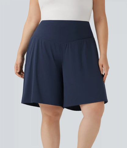 Plus Size SoftlyZero™ Airy High Waisted InstantCool Yoga Bermuda Shorts with Pockets