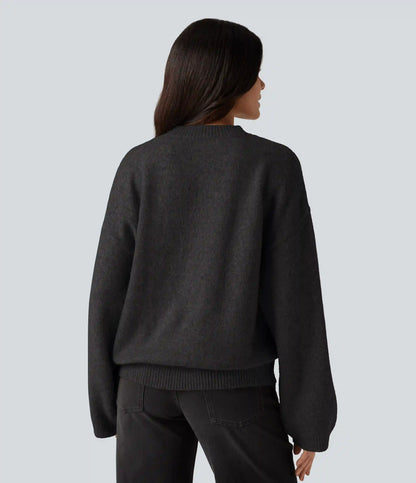 Stand Collar Long Sleeve Work Sweater