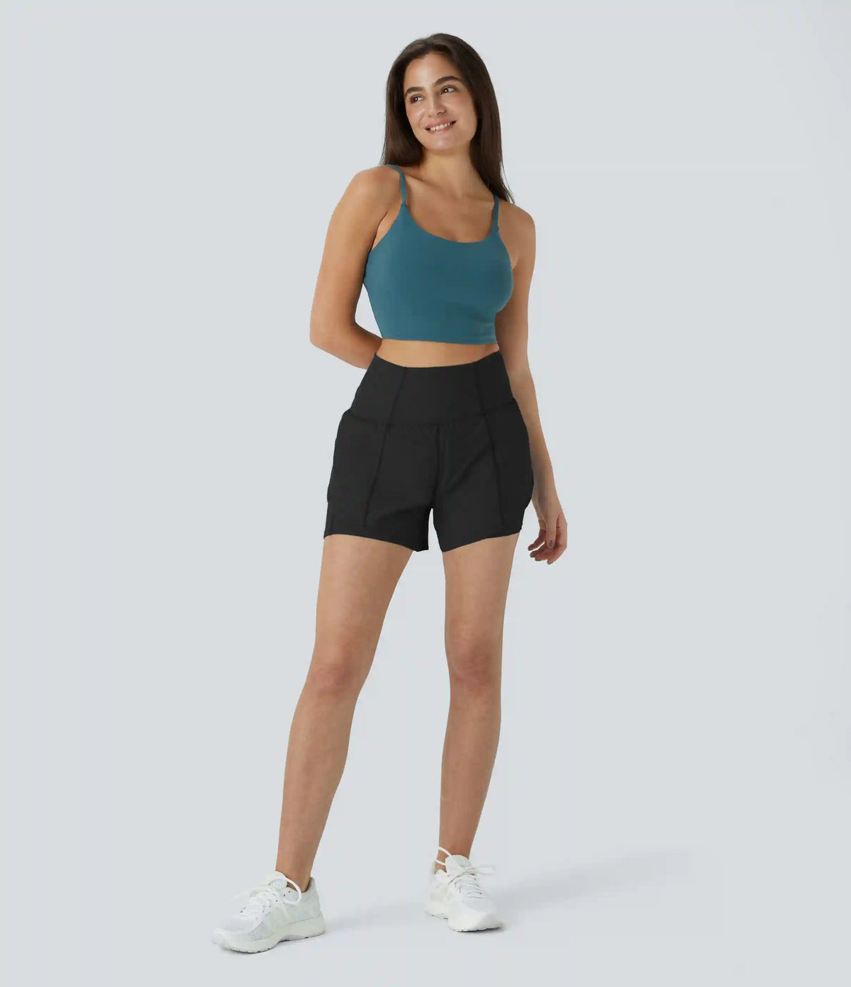 Breezeful™ Super High Waisted Curved Hem 2-in-1 Pocket Quick Dry Yoga Shorts 3.5''