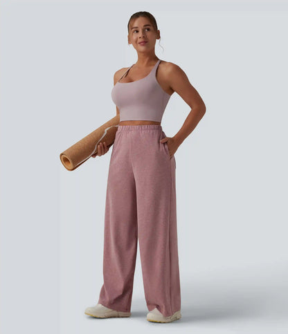 High Waisted Wide Leg Yoga Pants with Pockets