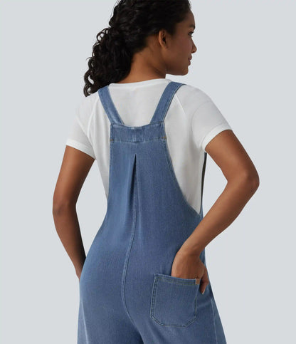 Halara Flex™ Wide Leg Denim Casual Overalls with Pockets